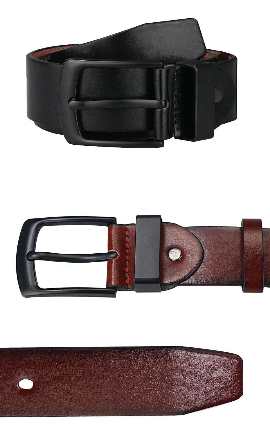 Men's Leather Belt - Vintage Casual Wide Black Pin Buckle Fashion Accessory - ZOOMNSTORE