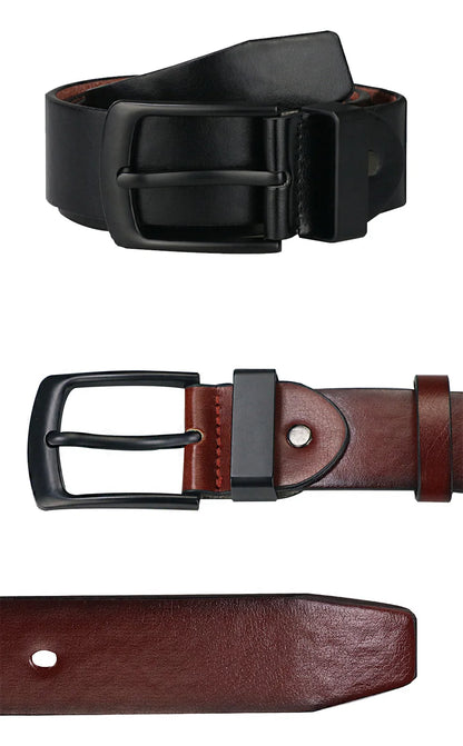 Men's Leather Belt - Vintage Casual Wide Black Pin Buckle Fashion Accessory - ZOOMNSTORE