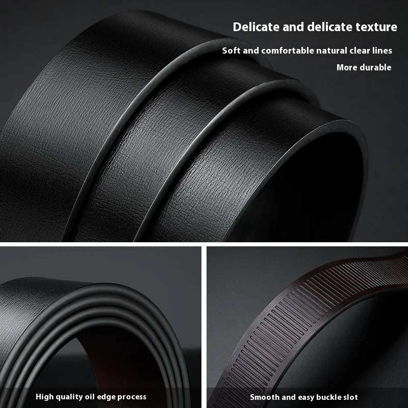 Men's Leather Belts - Luxury Designer Black Cowskin Belt With Automatic Buckle - ZOOMNSTORE