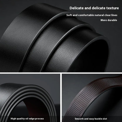 Men's Leather Belts - Luxury Designer Black Cowskin Belt With Automatic Buckle - ZOOMNSTORE