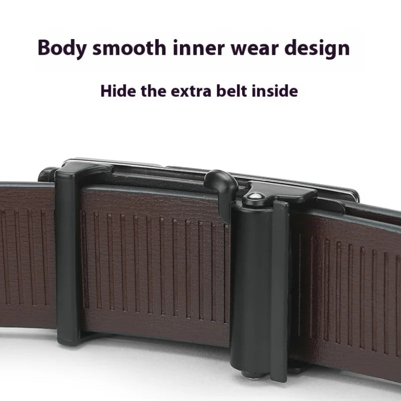 Men's Leather Belts - Luxury Designer Black Cowskin Belt With Automatic Buckle - ZOOMNSTORE