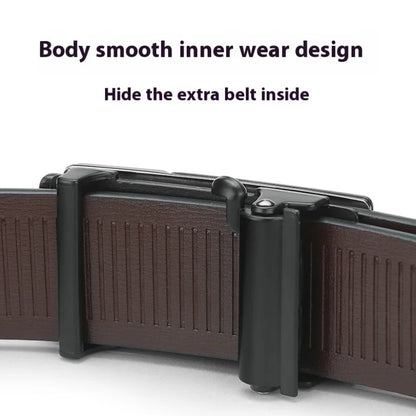 Men's Leather Belts - Luxury Designer Black Cowskin Belt With Automatic Buckle - ZOOMNSTORE