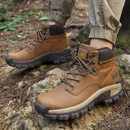 Men's Leather Boots - Breathable Combat Ankle Boots | Non-Slip Outdoor Hiking - ZOOMNSTORE