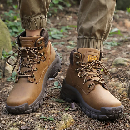 Men's Leather Boots - Breathable Combat Ankle Boots | Non-Slip Outdoor Hiking - ZOOMNSTORE