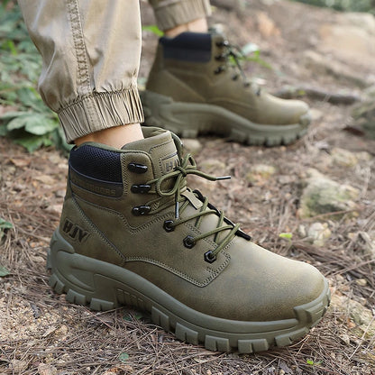 Men's Leather Boots - Breathable Combat Ankle Boots | Non-Slip Outdoor Hiking - ZOOMNSTORE
