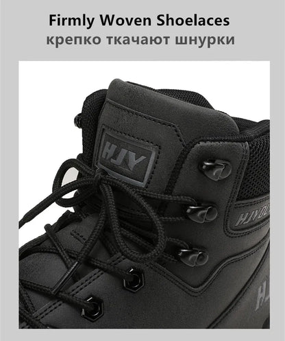 Men's Leather Boots - Breathable Combat Ankle Boots | Non-Slip Outdoor Hiking - ZOOMNSTORE