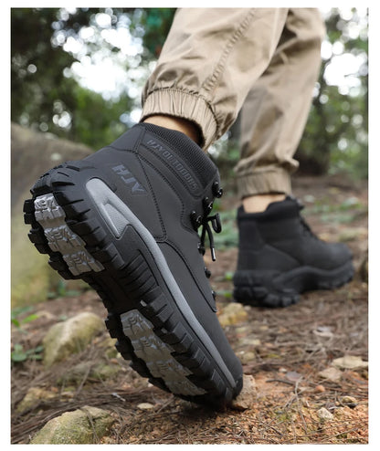 Men's Leather Boots - Breathable Combat Ankle Boots | Non-Slip Outdoor Hiking - ZOOMNSTORE