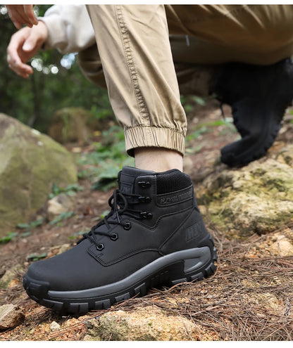 Men's Leather Boots - Breathable Combat Ankle Boots | Non-Slip Outdoor Hiking - ZOOMNSTORE