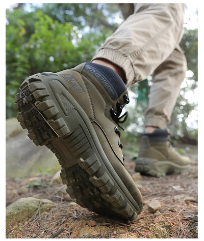 Men's Leather Boots - Breathable Combat Ankle Boots | Non-Slip Outdoor Hiking - ZOOMNSTORE