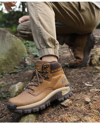 Men's Leather Boots - Breathable Combat Ankle Boots | Non-Slip Outdoor Hiking - ZOOMNSTORE