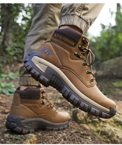 Men's Leather Boots - Breathable Combat Ankle Boots | Non-Slip Outdoor Hiking - ZOOMNSTORE