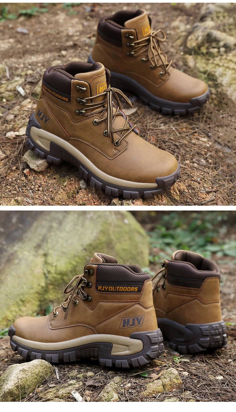 Men's Leather Boots - Breathable Combat Ankle Boots | Non-Slip Outdoor Hiking - ZOOMNSTORE