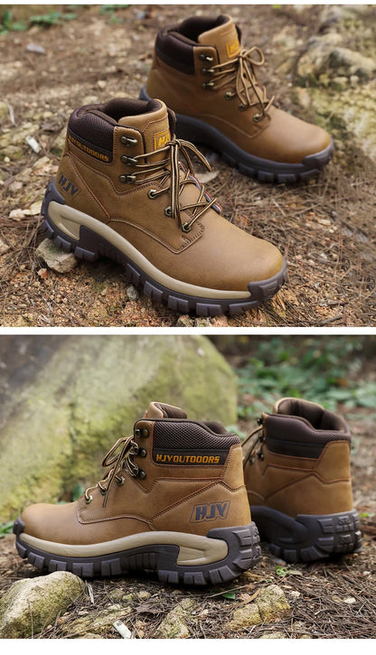 Men's Leather Boots - Breathable Combat Ankle Boots | Non-Slip Outdoor Hiking - ZOOMNSTORE
