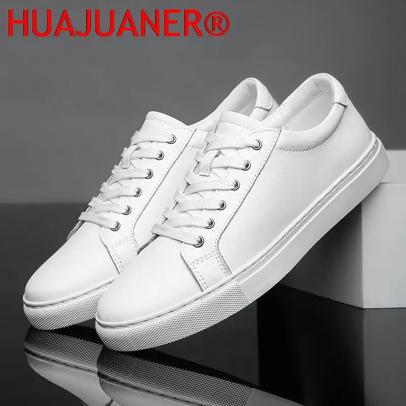 Handmade Black Leather Casual Sneakers - Mens Autumn Flats - ZOOMNSTORE