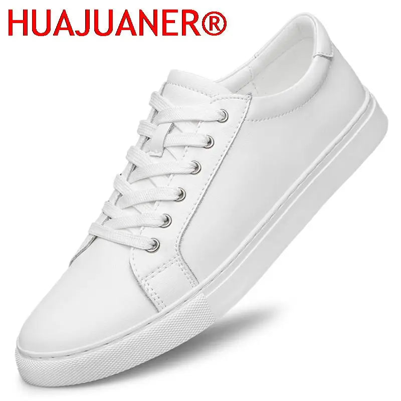 Handmade Black Leather Casual Sneakers - Mens Autumn Flats - ZOOMNSTORE