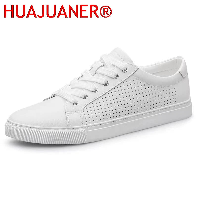 Handmade Black Leather Casual Sneakers - Mens Autumn Flats - ZOOMNSTORE