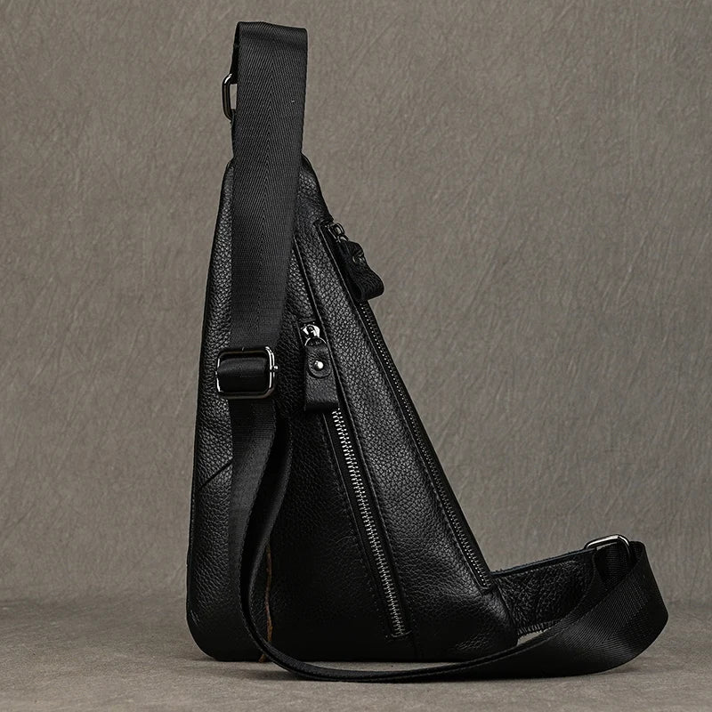 Mens Genuine Leather Sling Bag - Outdoor Crossbody Chest Pack - ZOOMNSTORE