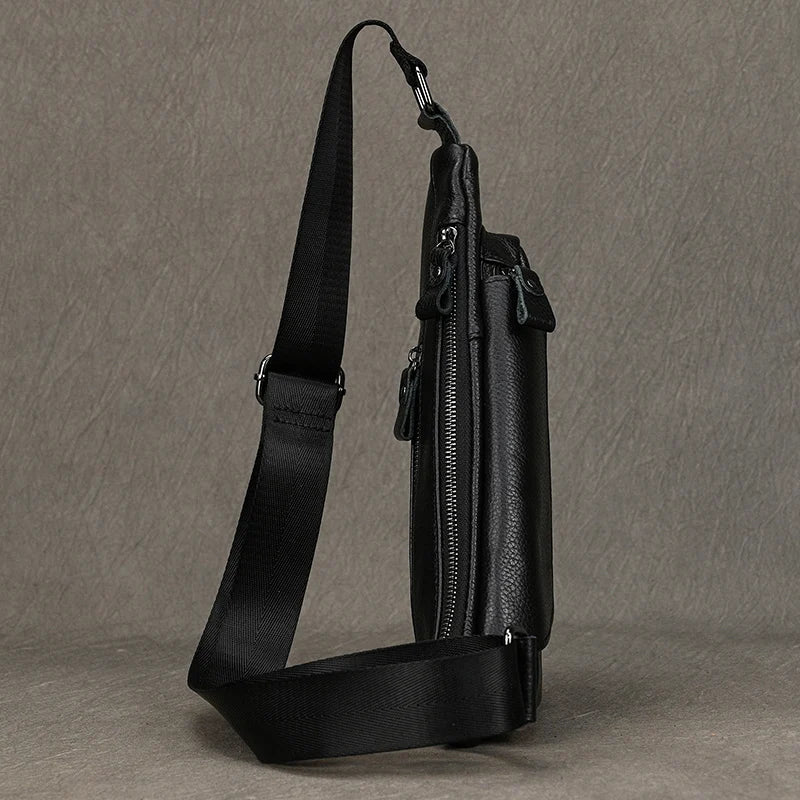 Mens Genuine Leather Sling Bag - Outdoor Crossbody Chest Pack - ZOOMNSTORE