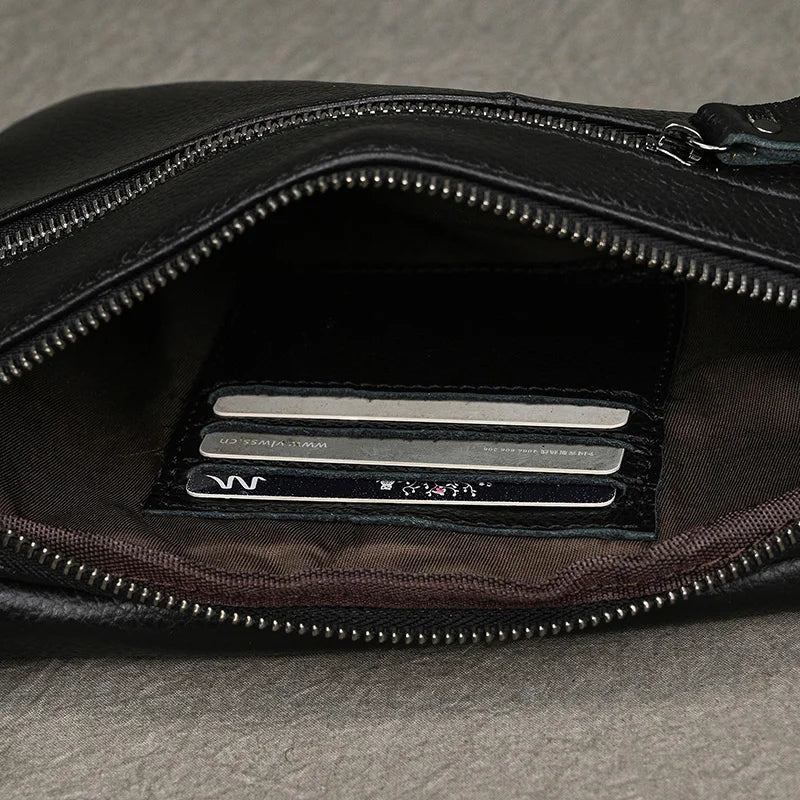 Mens Genuine Leather Sling Bag - Outdoor Crossbody Chest Pack - ZOOMNSTORE