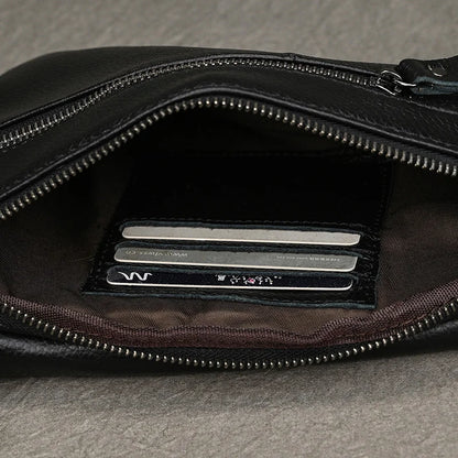 Mens Genuine Leather Sling Bag - Outdoor Crossbody Chest Pack - ZOOMNSTORE