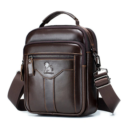 Mens Leather Crossbody Bag - Trendy Retro Cowhide Shoulder Bag - ZOOMNSTORE