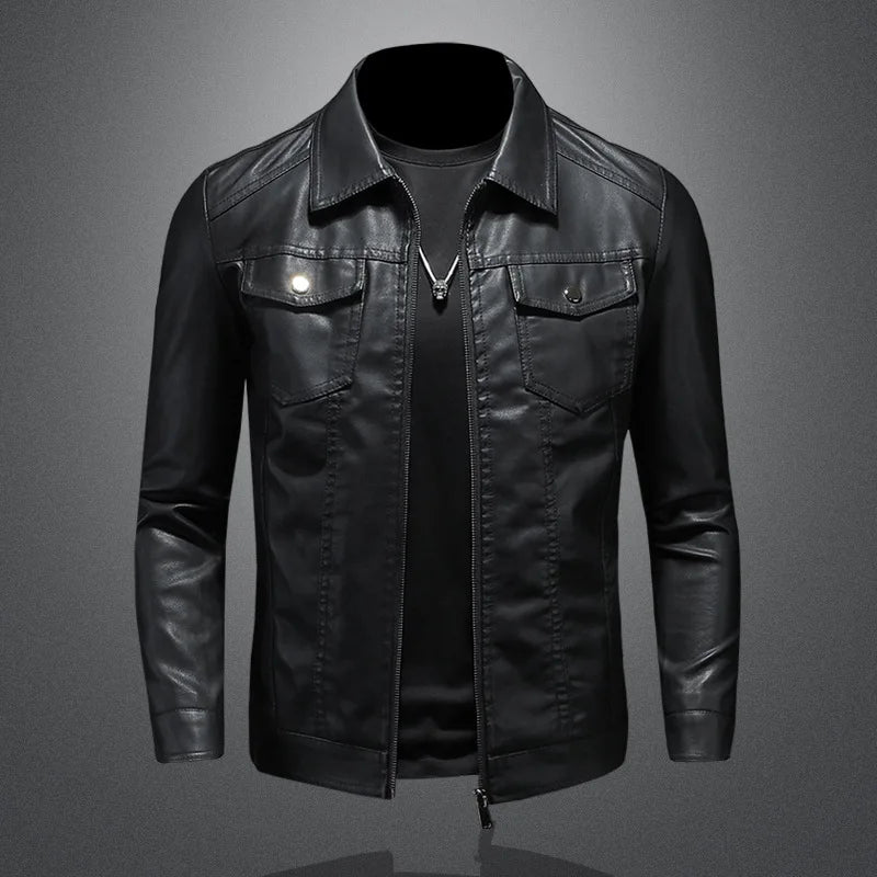 Mens Oversized PU Leather Motorcycle Jacket - Waterproof Winter Riding Suit - ZOOMNSTORE