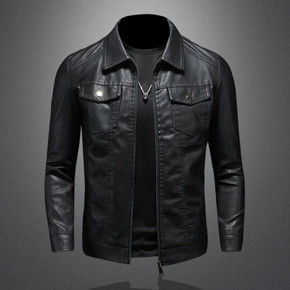Mens Oversized PU Leather Motorcycle Jacket - Waterproof Winter Riding Suit - ZOOMNSTORE