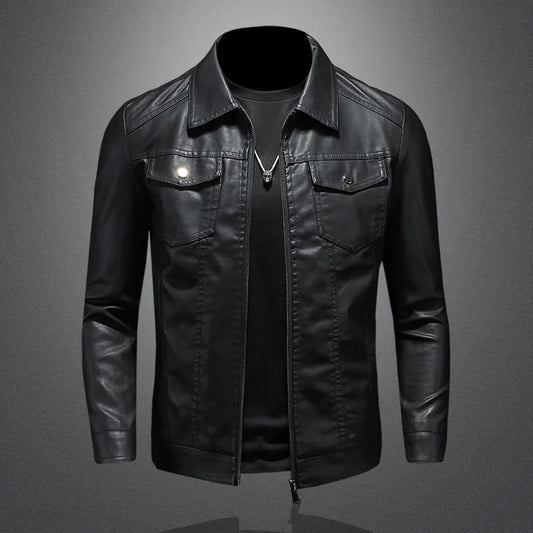 Mens Oversized PU Leather Motorcycle Jacket - Waterproof Winter Riding Suit - ZOOMNSTORE
