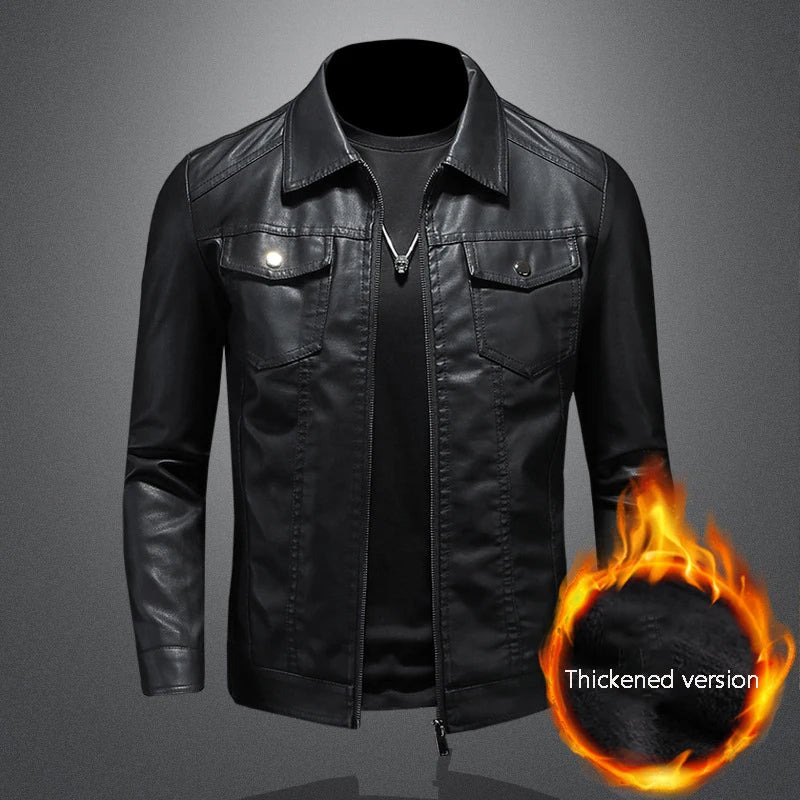 Mens Oversized PU Leather Motorcycle Jacket - Waterproof Winter Riding Suit - ZOOMNSTORE