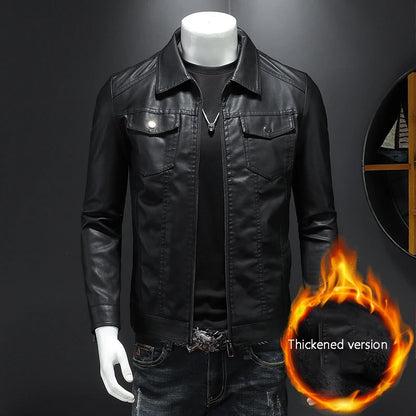 Mens Oversized PU Leather Motorcycle Jacket - Waterproof Winter Riding Suit - ZOOMNSTORE