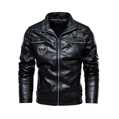 Mens Slim Fit PU Leather Motorcycle Jacket - Casual Autumn Winter Biker Coat - ZOOMNSTORE