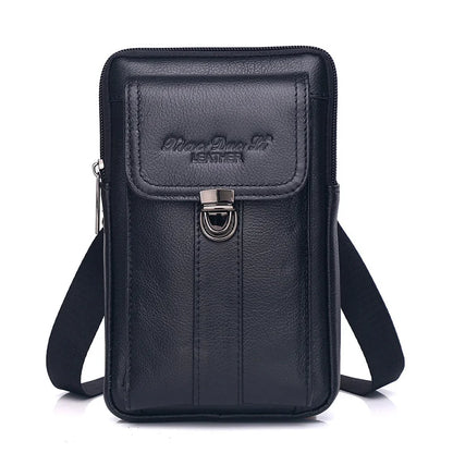 Men's Leather Messenger Bag - Multi-Functional Cowhide Chest Bag With Zipper Closure - ZOOMNSTORE