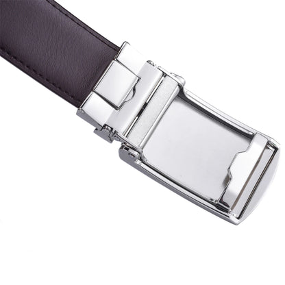 Men's Leather Ratchet Belt - Cognac Genuine Leather Adjustable Dress Belt with Automatic Buckle - ZOOMNSTORE