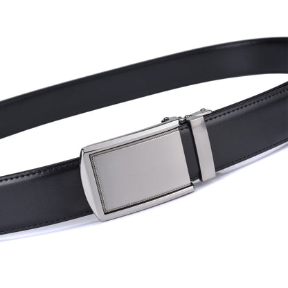 Men's Leather Ratchet Belt - Cognac Genuine Leather Adjustable Dress Belt with Automatic Buckle - ZOOMNSTORE