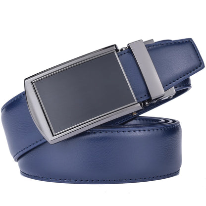 Men's Leather Ratchet Belt - Cognac Genuine Leather Adjustable Dress Belt with Automatic Buckle - ZOOMNSTORE