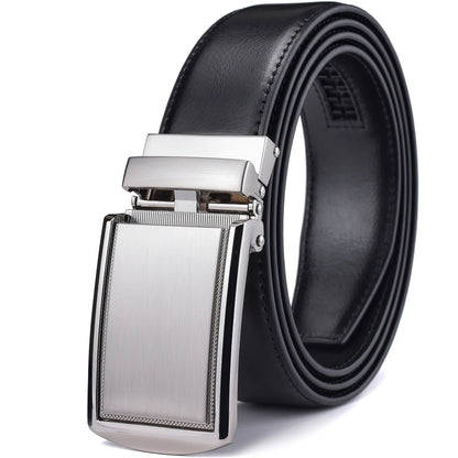 Men's Leather Ratchet Belt - Cognac Genuine Leather Adjustable Dress Belt with Automatic Buckle - ZOOMNSTORE