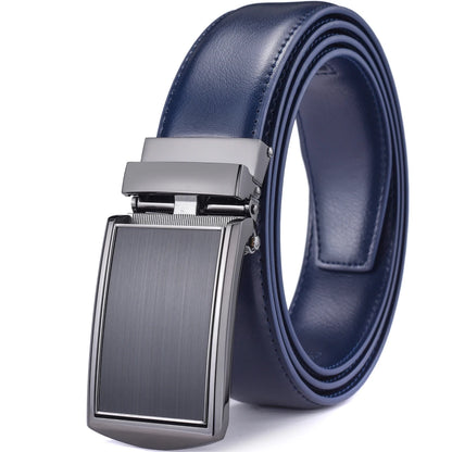 Men's Leather Ratchet Belt - Cognac Genuine Leather Adjustable Dress Belt with Automatic Buckle - ZOOMNSTORE