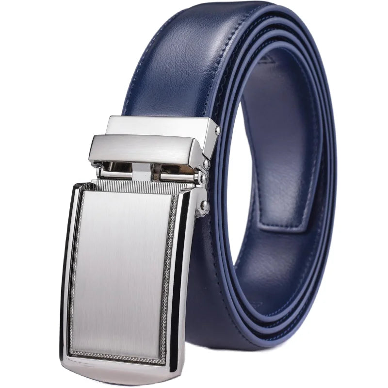 Men's Leather Ratchet Belt - Cognac Genuine Leather Adjustable Dress Belt with Automatic Buckle - ZOOMNSTORE