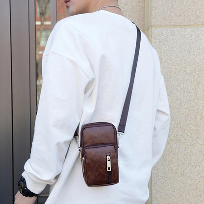 Men's Leather Shoulder Bag – Multi Function Casual Crossbody Messenger Bag - ZOOMNSTORE