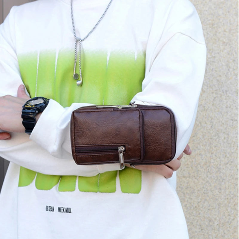 Men's Leather Shoulder Bag – Multi Function Casual Crossbody Messenger Bag - ZOOMNSTORE