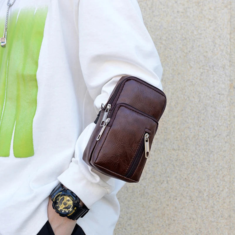 Men's Leather Shoulder Bag – Multi Function Casual Crossbody Messenger Bag - ZOOMNSTORE