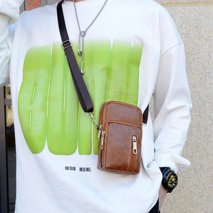 Men's Leather Shoulder Bag – Multi Function Casual Crossbody Messenger Bag - ZOOMNSTORE