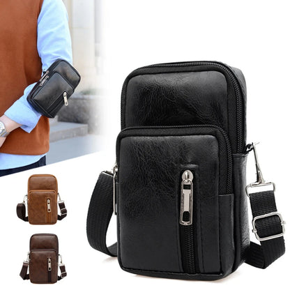 Men's Leather Shoulder Bag – Multi Function Casual Crossbody Messenger Bag - ZOOMNSTORE