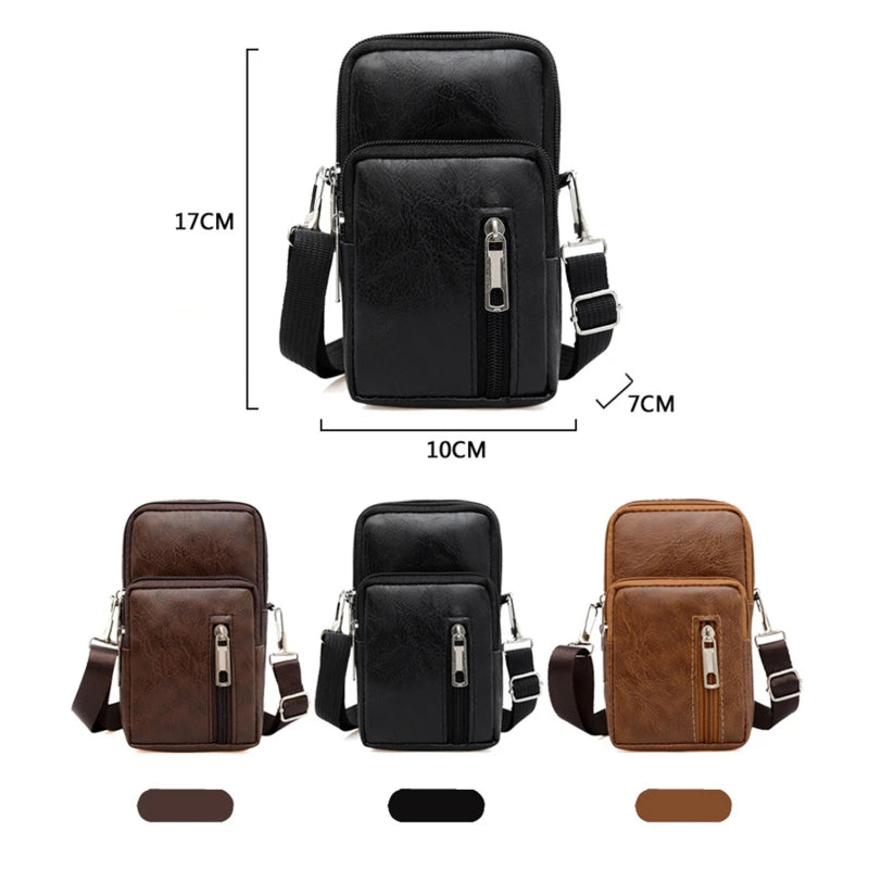 Men's Leather Shoulder Bag – Multi Function Casual Crossbody Messenger Bag - ZOOMNSTORE