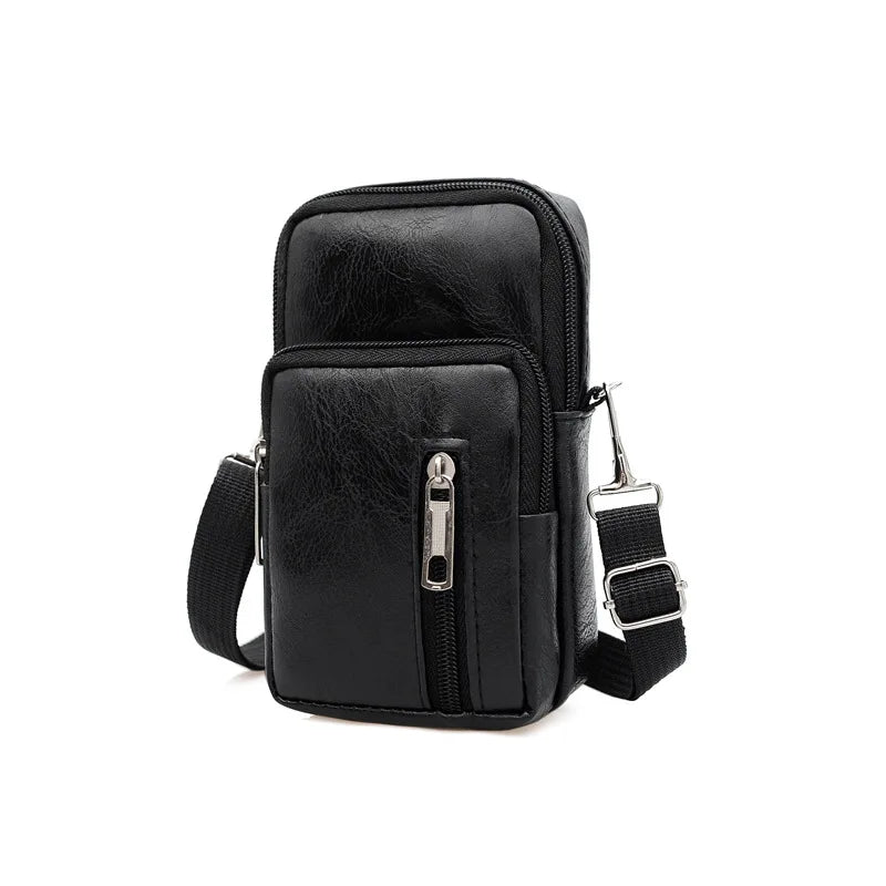 Men's Leather Shoulder Bag – Multi Function Casual Crossbody Messenger Bag - ZOOMNSTORE