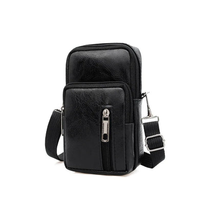 Men's Leather Shoulder Bag – Multi Function Casual Crossbody Messenger Bag - ZOOMNSTORE
