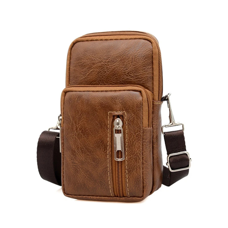 Men's Leather Shoulder Bag – Multi Function Casual Crossbody Messenger Bag - ZOOMNSTORE
