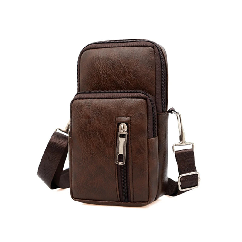 Men's Leather Shoulder Bag – Multi Function Casual Crossbody Messenger Bag - ZOOMNSTORE