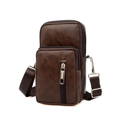 Men's Leather Shoulder Bag – Multi Function Casual Crossbody Messenger Bag - ZOOMNSTORE