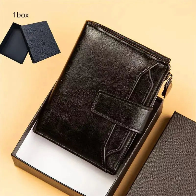 Mens Vintage Leather Wallet - Multi-Card PU Leather Gift Box - ZOOMNSTORE
